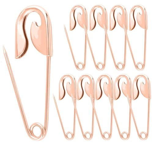 Large Safety Pins Skirt Shawl Large Pin Accessory Hardware Making 4 Giant Laundry Pins Jewelry Jumbo Horse Blanket Pins Handbag Pins 10Pcs (Rose Gold)