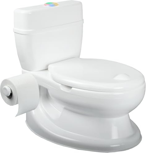 Toilette für Kleinkinder erste Kindertoilette leuchtende Spültaste und Spülgeräusch Ideal für Kinder Toiletten - Training (Weiß)