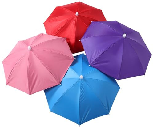 IWOWHERO 4 Chapeaux Parapluie Garçon et Filles 53cm Diamètre en Plastique et Tissu, Protection Solaire et Pluie, Légers et Portables pour Maison et Voyage
