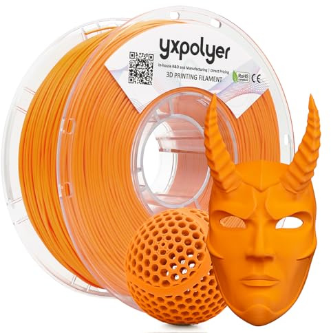 YXPOLYER Flexibles PLA Pro 3D-Drucker-Filament für luftlose Basketbälle, leichtes und hochelastisches Soft-PLA, 1,75 mm, 1 kg mit wiederverwendbarer PC-Spule (Orange) | Orange, 1,75 mm 1 kg, Elastisches Flex PLA Pro, Lebensmittelkontakt, TPU Einstellungen Kompatibel, für Airless Basketball