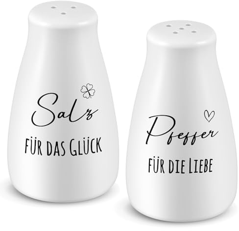 Geiserailie Salz- und Pfefferstreuer Hochzeitsgeschenk Set mit Salz und Pfeffer Aufkleber Hochzeit Geschenkideen für Brautpaar Einzugsgeschenke Einweihungsgeschenke für Wohnung Haus(Elegant Stil)