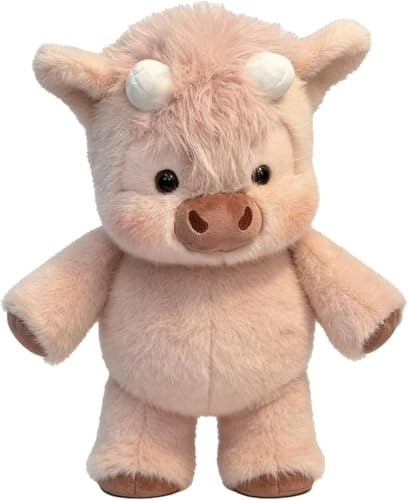 ZUMME Peluche Mucca Che Corre. 45cm Morbido Soffice con Zampe Mobili, Giocattolo Interattivo Antistress, Bambola Cartone Animato, Cuscino Decorazione Casa per Uomini Donne Bambini Ragazzi（Rosa）