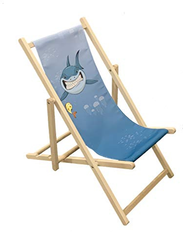 Valdern Shark – Chaise de terrasse en Bois Pliante en Bois pour Enfants extérieur Jardin terrasse Balcon Camping