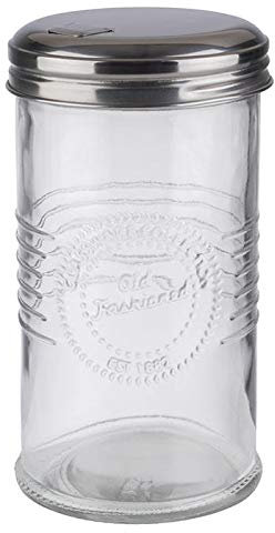 APS Old Fashioned sugar doser - distributeur de sucre avec clapet de dosage, verre/acier inoxydable, volume 350 ml