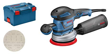 Bosch Professional Random Orbit Sander GEX 40-150 (incl. Auxiliary Handle, dust Box, Sanding disc Dia. 150 mm, M480 net Sanding Sheet, Extraction Adapter, in L-BOXX 238)