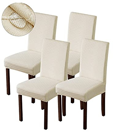 Genina Waterproof Chair Covers for Dining Room Dining Chair Covers Kitchen Parsons Chair Cover (Beige, 4 PCS)
