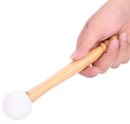 21.8cm / 8.6in Long Bell Mallet Glockenspiel Sticks, Rubber Xylophone Percussion Crystal Singing Bowl Wood Mallet Stick Rubber O-rings for Playing Crystal Singing Bowl Wooden Handle