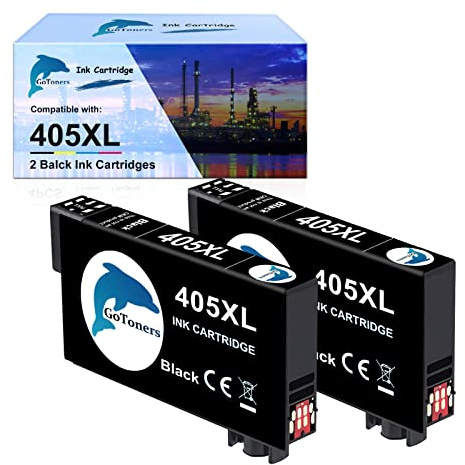GoToners 405 XL Patronen Kompatibel für Epson 405XL Schwarz Druckerpatronen für Workforce Pro WF-3820 WF-3825 WF-4820 WF-4825 WF-4830 WF-7830 WF-7835 WF-7840 (2 Black)