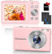 Digitalkamera Fotokamera Kompaktkamera mit 32GB Karte, 44MP 1080P HD Fotoapparat 2,4 '' LCD 16X Digital Zoom Wiederaufladbare Digital Kamera für Kinder, Teenager, Anfänger, Jungen, Mädchen(Rosa)