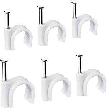 FEEIMOL Abrazadera para Cables, Grapas Cable Pared con Clavos 4mm, 100 pcs