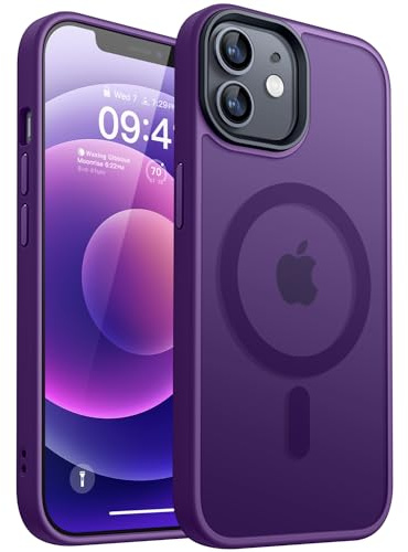 CANSHN Magnetisch für iPhone 12 Hülle und iPhone 12 Pro Hülle für MagSafe [TOP Magnetische Adsorption] [Militärschutz] Schutzhülle Samtige Touch Matt Anti-Kratzen, Dunkelviolett