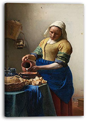 Printed Paintings Leinwandbild (20x30cm) Jan Vermeer: Das Milchmädchen (1658), Leinwand auf Keilrahmen gespannt und fertig zum Aufhängen, hochwertiger Kunstdruck aus deutscher Produktion