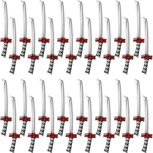 Fahacop 32 Pack 30 Inch Inflatable Ninja Swords Blow up Katana Toy Inflatable Samurai Weapons for Kids Halloween Ninja Theme Party Costume Accessories