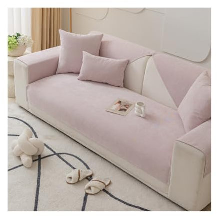 Tauzveok Chenille Sofabezug, 3 2 1 4 Sitzer Sofaschoner rutschfest, Sofadecken Für Sitzfläche, Für L Form, U Form, Ecksofa Sofahusse,Rosa,70 * 180cm