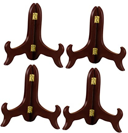 ABOOFAN 4pcs Wooden Tea Cake Display Stand Plate Stand Dish Rack for Brick Tea Holder Home Office Shop Display Supplies