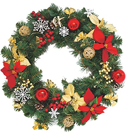 Autocollants Fenêtre Noël, Couronne et Père Noël, Stickers PVC, Décoration Fête Thème Xmas Christmas (D)