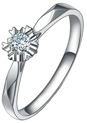 KnSam Echter Goldschmuck, Verlobungsring Platin, Blumen Design Ehe Ringen 0.1ct Labor Erstellt Diamant, Geschenk für Muttertags Valentinstag Geburtstag Weihnachten, Silber, Gr.65 (20.7)