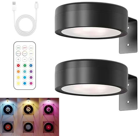 2 Stück Magnetisches Mallicht mit 13 Beleuchtungsmodi, Bildbeleuchtung Kabellos, Bilderleuchte mit Fernbedienung und Timer, Wiederaufladbare Bild Licht, Kunstleuchten für Malen Foto Portrait (Schwarz)