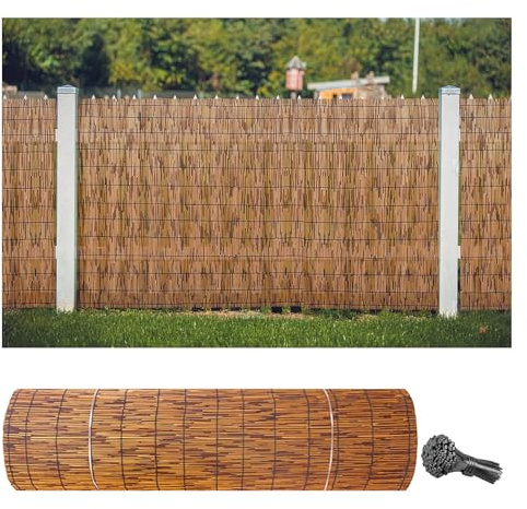Genérico Valla Jardin para Exterior, Ocultacion Cerca de Bambú, Proteccion Solar Caña Valla, Blackout Cañizo Cerca para Cerramientos Y Decoración de Terraza, Balcón y Exteriores(100 * 500cm)