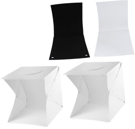 BESPORTBLE Light Box Fotografia Portatile 30Cm con 70 LED Incorporati Scatola Luminosa Mini con 2 Sfondi Nero e Bianco per Foto di Piccoli Oggetti Kit Studio Fotografico per Gioielli e