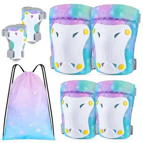 Unicorn Castle Juego de protectores de rodilla para niños, equipo de protección, coderas, patines de ruedas, juego de protectores
