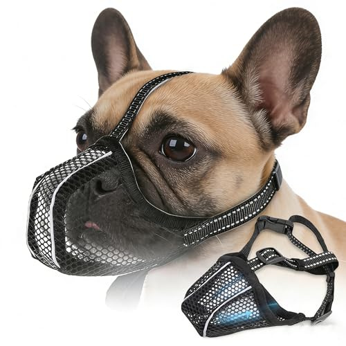 AEMCHDM Muselière pour Chien, Respirante, réglable, Anti-Fress, réfléchissante, Protection légère, pour Chiens de Petite, Moyenne et Grande Taille, Panier de Dentition, en Maille, Noire, Taille (S)