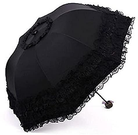 Milcraft Travel Umbrella Folding UV Resistance Princess Lace Parasol Umbrellas Sun Umbrella for Women Girls