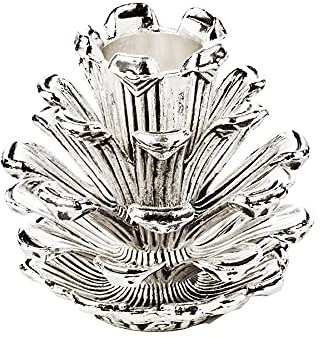 EDZARD Kerzenleuchter Zapfen für Stabkerze, Aluminium vernickelt silberfarben, Höhe 6 cm