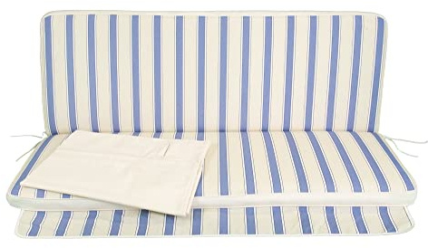 GHIOCUSCINI | Cuscino da Esterno per Dondolo da Giardino, Rigato Nizza con Tettuccio, Cotone/Poliestere, Sfoderabile, 135 cm, Spessore 6 cm, Made in Italy