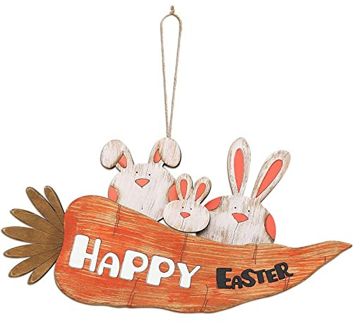 Treer Türkranz Ostern Osterhase Frühlingskranz Wandbehang Karotte Blumenkranz Tisch Kranz Osterkranz Haustürkranz Girlande Ostertür Ornament Osterdekoration Willkommen Ganzjährig (Karotte,40x22cm)
