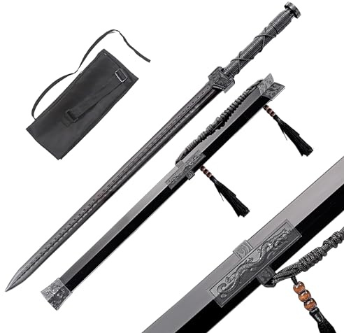 Chinese Han Sword Polypropylene Long Sword with high Toughness Training Samurai Knife Training Sword(Chinese Dragon Pattern Han Sword)