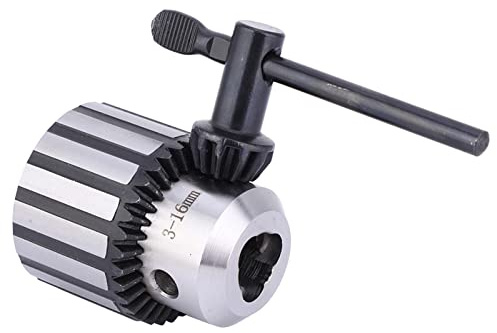 Keyed Drill Chuck B18, Heavy Duty Secure Clamping Chuck with Key for Bench Drill Lathe Steel 3 to 16mm 1 Piece
