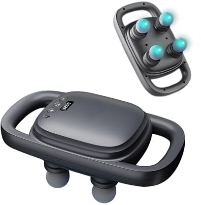 Handmassagegerät für Tiefes Gewebe, 4-Kopf-Percussion-Massagepistole mit AI-Smart-Chip, 5 Gänge, 2 Modi, 2000-mAh, Leises Design, für Rücken, Schulter, Arm, Bein (BLACK)