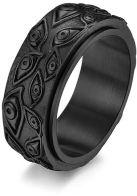 Caiduoduo Mann Ring Edelstahl Drehring Vintage Devil's Eye Herren Ring