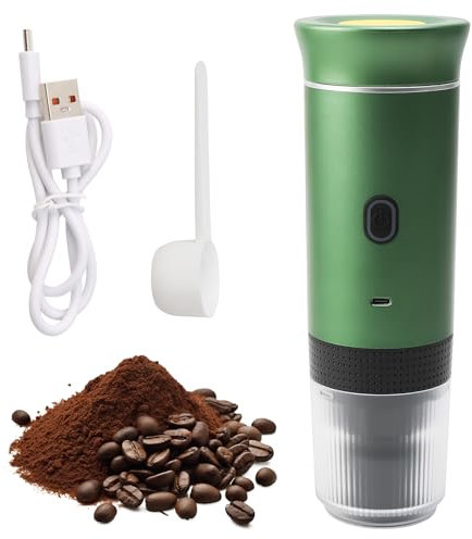 Macchina da caffè portatile, macchina da caffè elettrica, macchina da caffè, 12 V, con capsule e caffè macinato, per auto, campeggio, ufficio, 60 ml (verde)