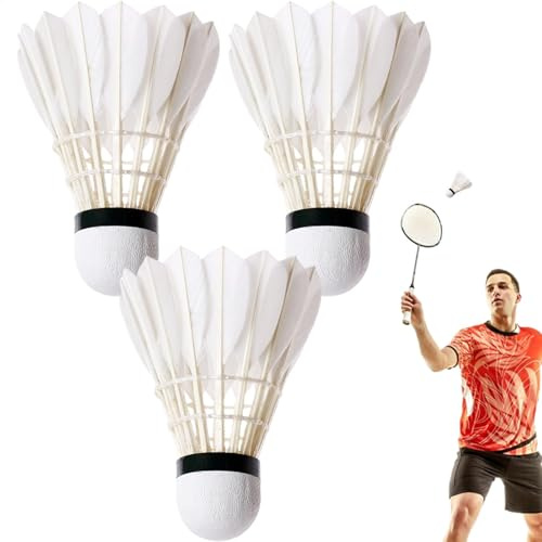 3 Pieces Feather Training Ball Shuttlecock, Feather Training Shuttle Balls Set, Professional Badminton Training Equipments, Professional Duck Feather Badminton Shuttlecocks