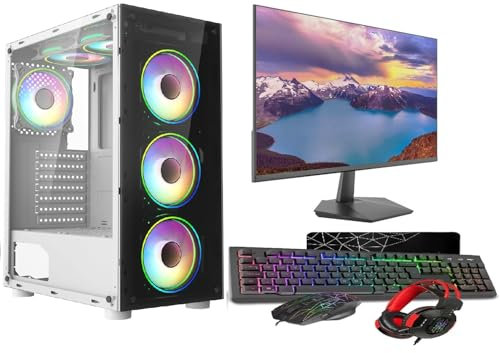 ASC TECHNOLOGY Gaming PC Desktop Computer Bundle, i7-3770 3.90GHz, 16GB RAM, GT 730 2GB, 256GB SSD + 1TB HDD, 500W 80+ PSU, White 6 Fan RGB Case, WiFi, Windows 11, 22 Monitor