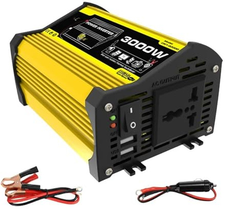 Power inverter Inverter Di Potenza Intelligente Da 12V A 220V/110V Trasformatore Di Tensione Da 4000W Display LCD Inverter Intelligente Veicoli Display(Giallo,Q1 12V to 220V)
