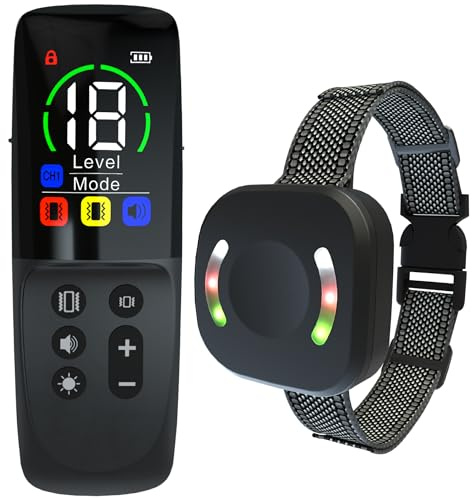 Meloive Collar de Adiestramiento para Perros,Collar Recargable con Rango de Control Manual 3000 Metros,4 Modos de Adiestramiento Efectivos Luz LED/Sonido/Vibración/Fuerte Vibración