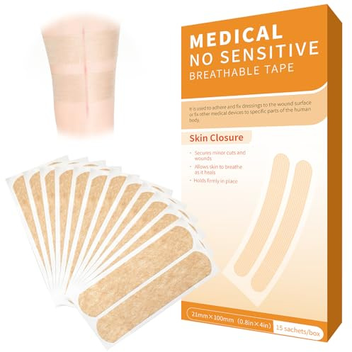 Lot de 30 bandes de suture stériles pour la peau - Hypoallergéniques - Pour la réparation d'urgence - 21 x 100 mm