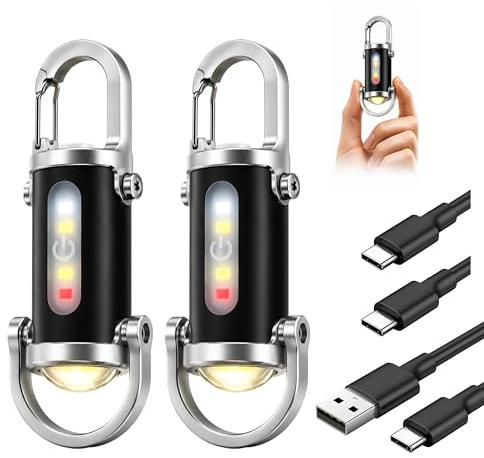 LYMISPIYA Mini Linterna LED Recargable de 500 LM – Llavero Linterna Portátil, Impermeable, 7 Modos de Luz, Pequeña para Hogar, Camping, Viajes y Emergencias