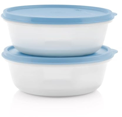 Tupperware Set de 2 Raviers 630 ml Hermétiques et Étanches | Bols Ronds Empilables pour Frigo et Transport des Repas - Fenêtre de Visualisation - Lave-Vaisselle