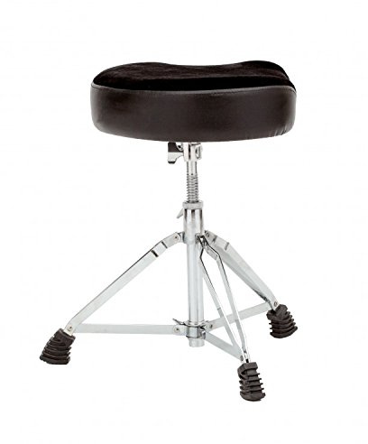 PROEL SGB155 - Sgabello professionale per batteria ad altezza regolabile, con struttura robusta con gambe a doppio braccio e piedini in gomma per un posizionamento stabile sul pavimento, Cromato