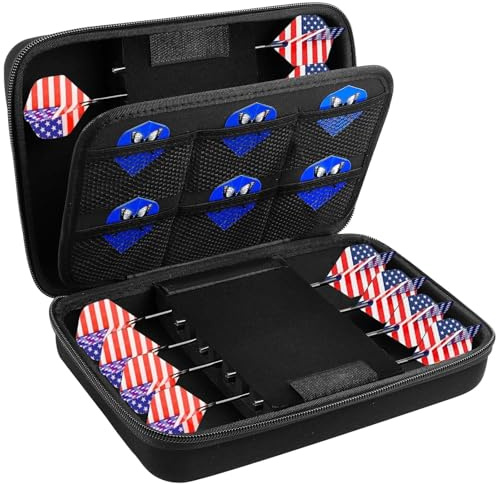 GWCASE Dartfodral för stålspets och mjuka spetspilar, pilbärförvaringshållare passar för pilspetsar, axlar och flygningar (endast låda), Svart, 16pcs darts case, Kompakt