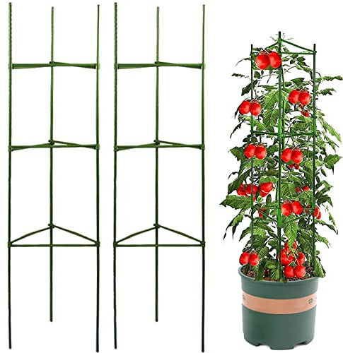 Kakveiai Pflanzenhalter, Pflanzen Kletterhilfe, Tomatenkäfig, Tomaten Rankhilfe Pflanzen, Kletterhilfe Pflanzenstützen Rankkäfige, Kunststoff beschichtetes Stahlrohr(Grün) (Doppelt Gruppes)