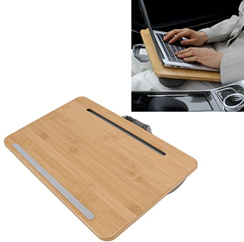 Bureau pour Ordinateur Portable, 42 X 27,5 Cm en Bambou pour Lit et Canap¨¦, port pour Tablette T¨¦l¨¦phone avec Coussin, Id¨¦al pour Travailler, Lire, ¨¦crire.