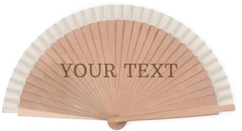 Wanapix | Abanico Personalizado | Abanico de Madera Personalizable con Nombre o Texto | Abanico de Mano 42x23 cm | Detalle Invitados | Regalo Original (Madera, 100% Personalizado)