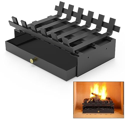 Mxclimate Kamin-Aschenbecher, Kamin, Holzrost-Set, Gluthalter, Kaminpfanne für Aschesammlung, 35,6 cm Brennholz, Kaminholz, Feuerroste für drinnen und draußen, Grube, Camping, Feuerstelle