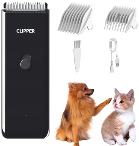 Kit Toelettatura per Cani Professionale Tagliacapelli Animali Gatto, Rasoio per Cani Gatti con Lama in Ceramica, Tosatore Elettrico per Impermeabile IPX7 (Nero)