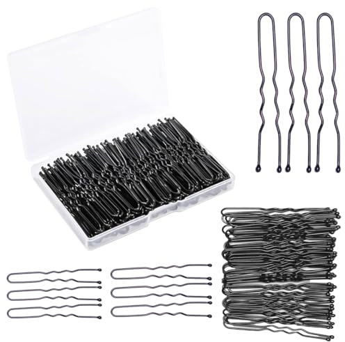 180 Pcs Black U Shaped Hair Pins for Buns, U Pins Hair for Women, Clips for Hairs Bobby Pin, Ballet Hairs Pin, Buns Grips, U Bobby for Thick Hairs, Curby Grip